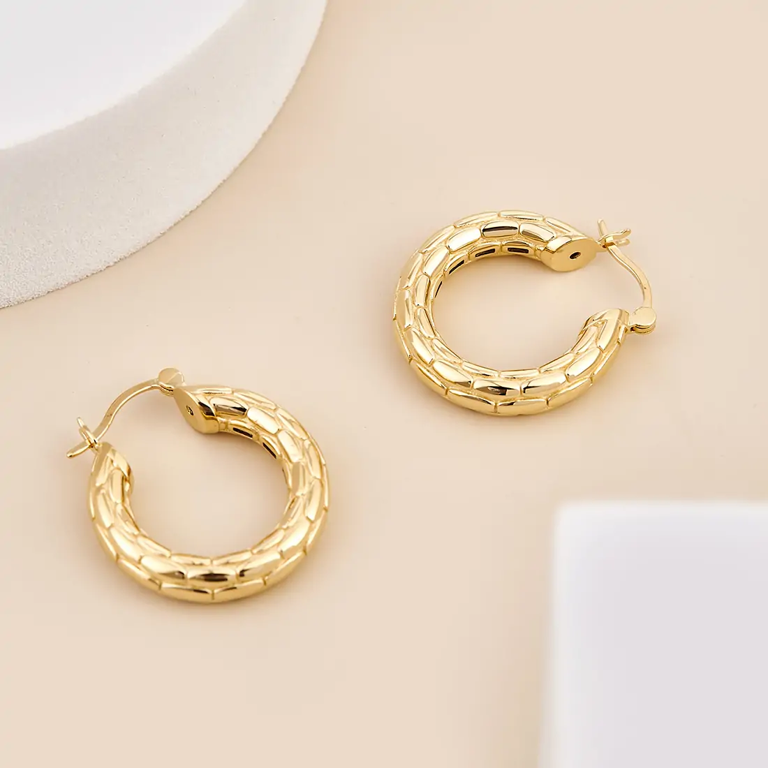 18K yellow earrings 5g outer diameter 21mm